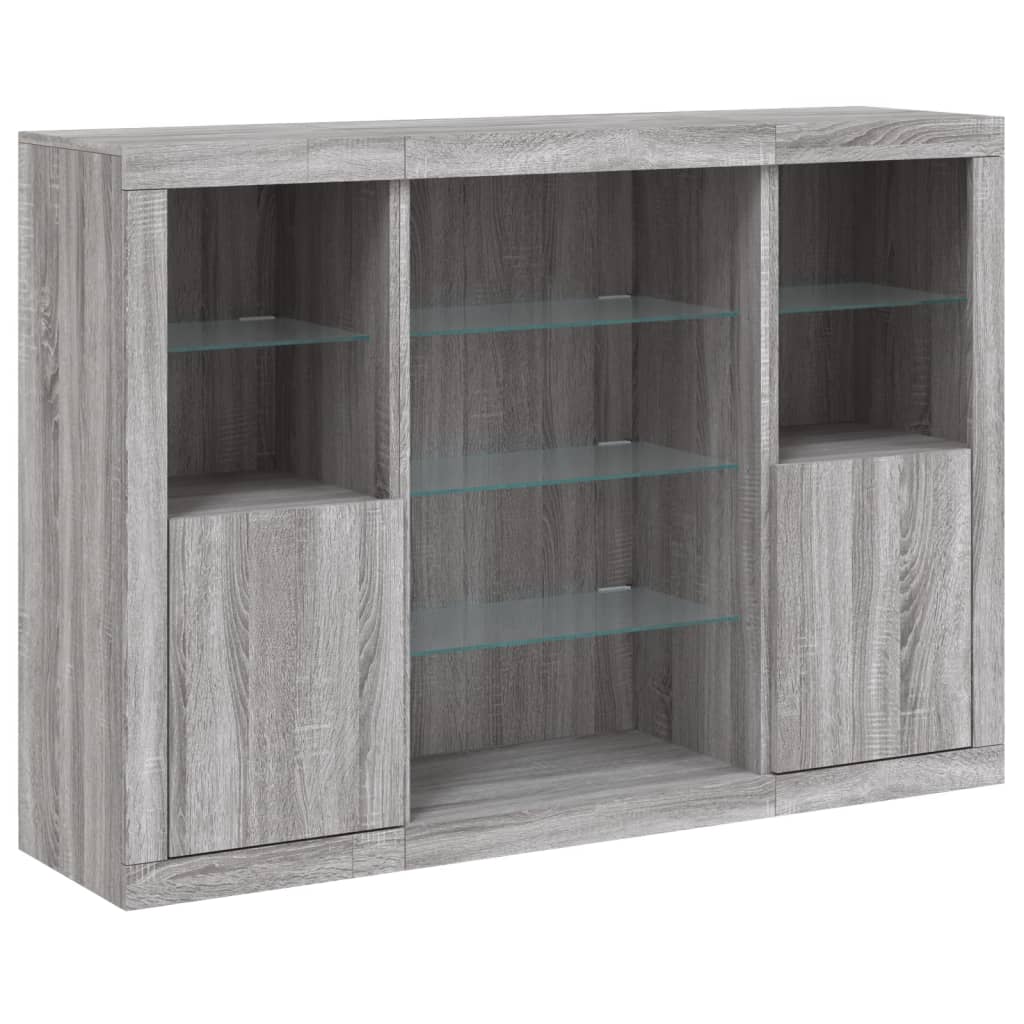 Sideboards with LED Lights 3 pcs Grey Sonoma Engineered Wood